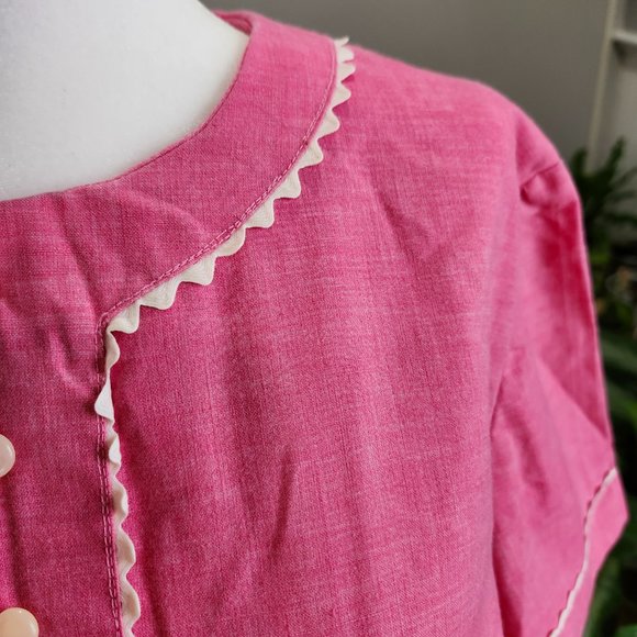 Vintage 1960's Bubblegum Pink Mod Shift Dress, Handmade - Picture 4 of 9